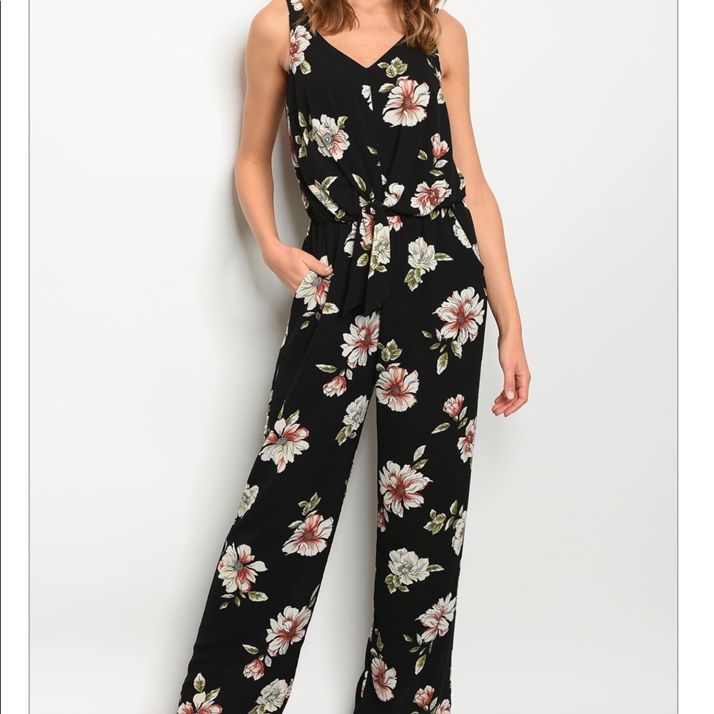 Sale! Black Floral Jumpsuit